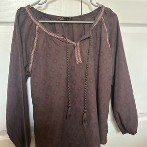 Women's Brown Peasant Top